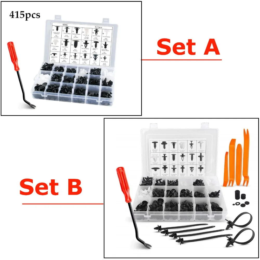 415 шт./компл. пластиковые заклепки для кузова автомобиля|Клипсы и зажимы авто| |