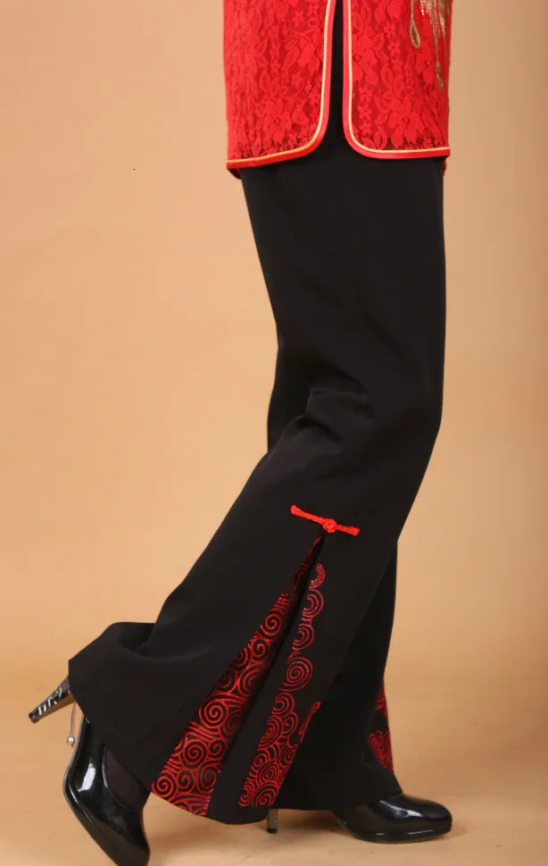 Новые китайские традиционные женские брюки черного цвета с вышивкой в