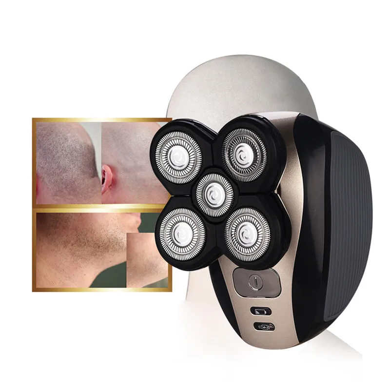 

5 in 1 Electric Shaver Washable 5 Heads Electric Shaver Pop-up Sideburn Nose And Ear Trimmer Rechargeable Razor With Face Sponge