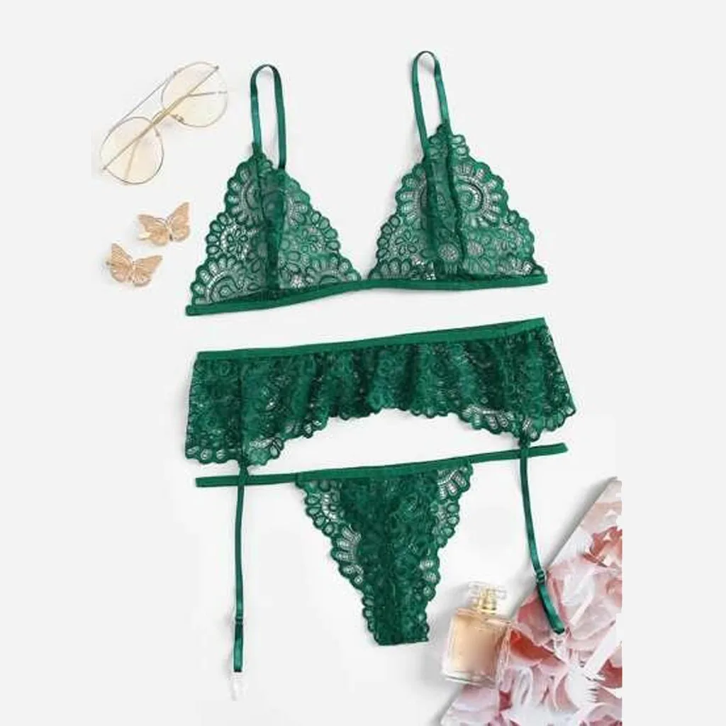 3 шт. сексуальное женское нижнее белье кружевной бюстгальтер набор прозрачные
