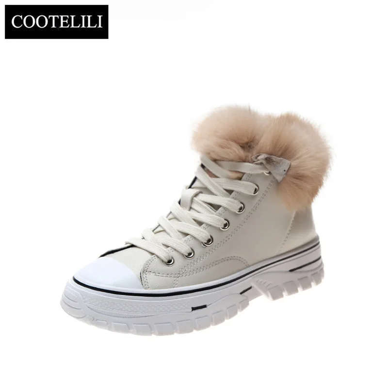 COOTELILI 2019 Shoes Winter Warm Platform Woman Snow Boots Plush Female Casual Sneakers Canvas Snowboots |