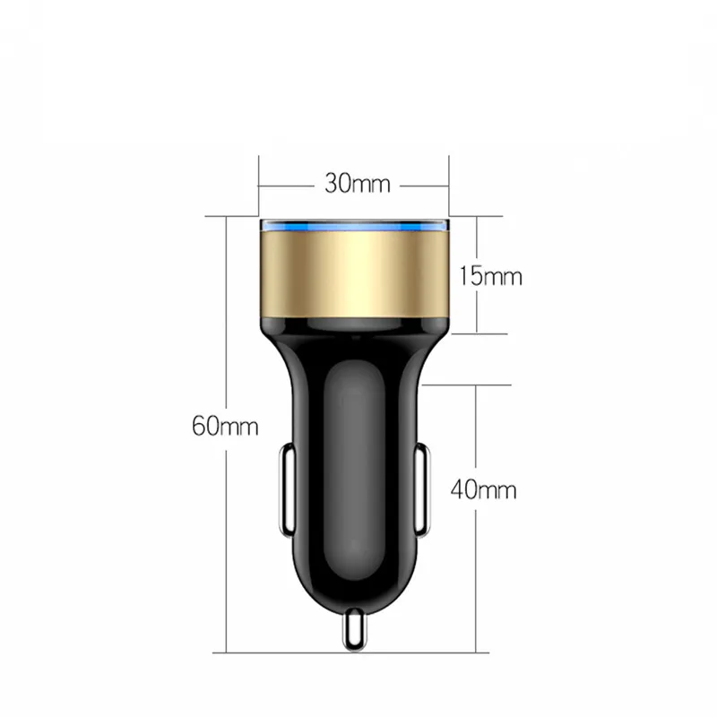 Мини быстрое зарядное устройство 5V 3.1A Dual USB Автомобильное с светодиодный