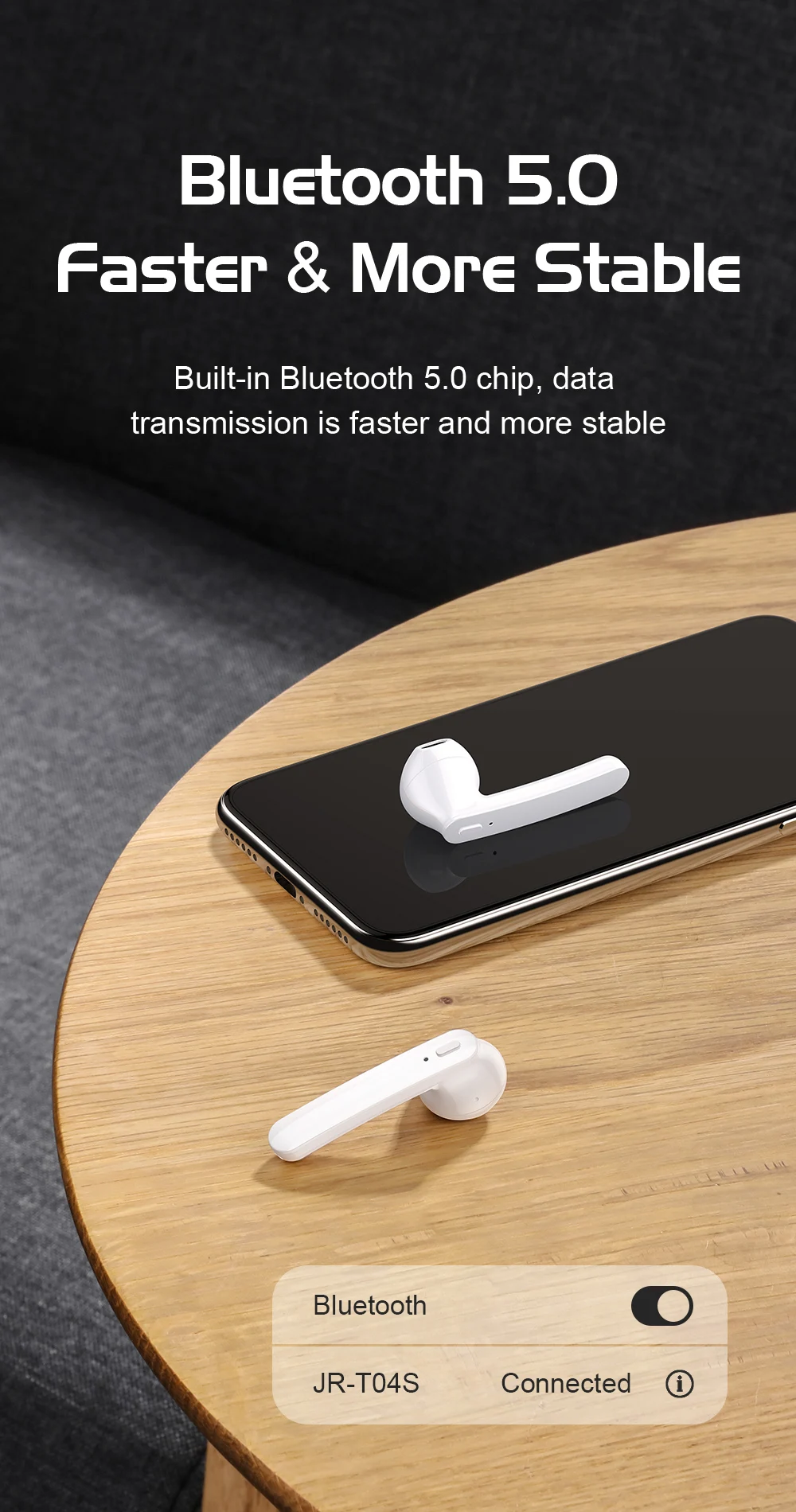 JOYROOM-T04S TWS, двусторонние беспроводные наушники, Bluetooth 5,0, стерео наушники с шумоподавлением, гарнитура с микрофоном, совместимая с IOS Android