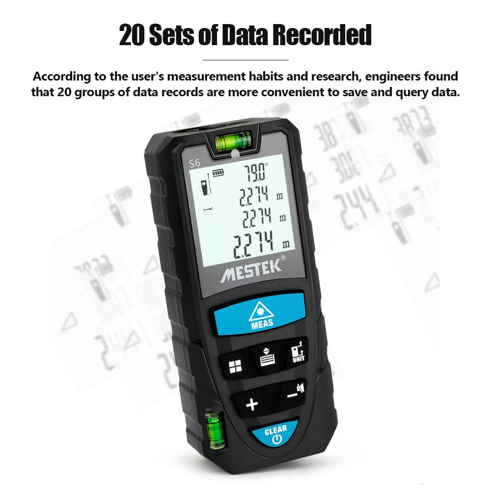 Портативный цифровой лазерный дальномер MESTEK 100 м интеллектуальная высокоточная