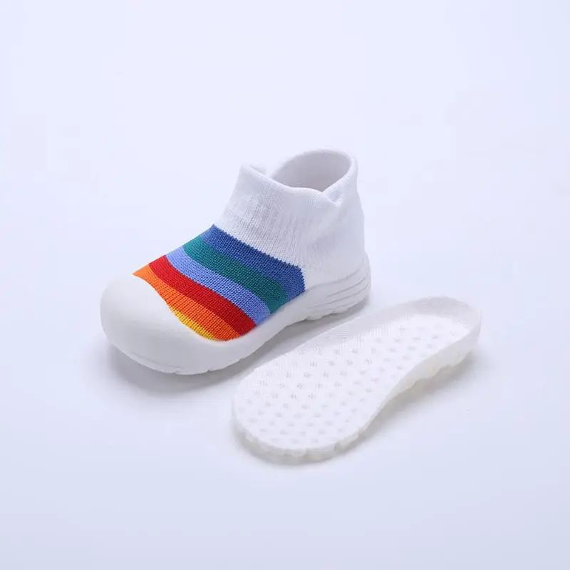 

Rainbow Anti-Slip Knit Crib Shoes Spring Baby Prewalker Soft Soles Shoes