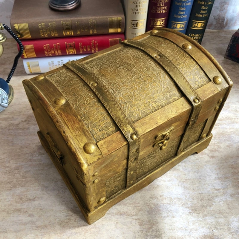 Деревянная коробка в стиле ретро настольное украшение сундук с драгоценными