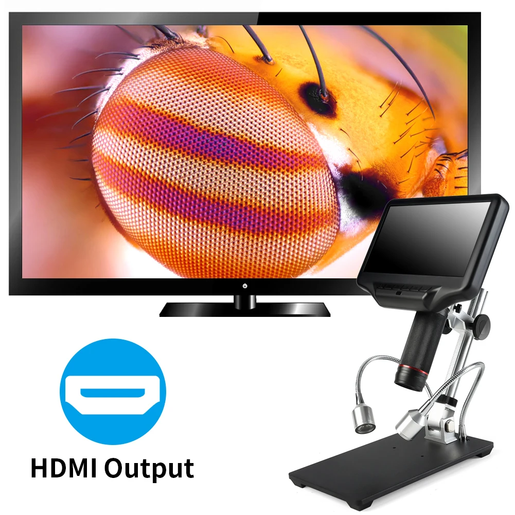 

AD407 3D HDMI Digital Microscope with 4MP UHD 7 inch Adjustable LCD Screen for Phone Repairing and Soldering