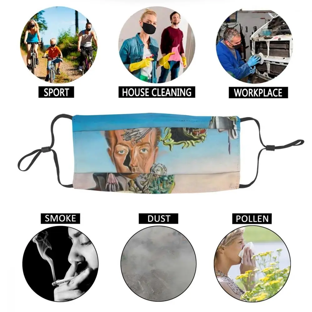 

Portrait Of Paul Eluard By Salvador Dali Reusable Face Mask Surrealism Artist Anti Haze Dustproof Protection Cover Mouth-Muffle