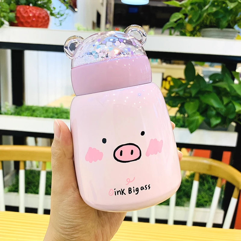 1 шт. Новый 300 мл мини с принтом &quotСвинка&quot из нержавеющей стали Термос мода