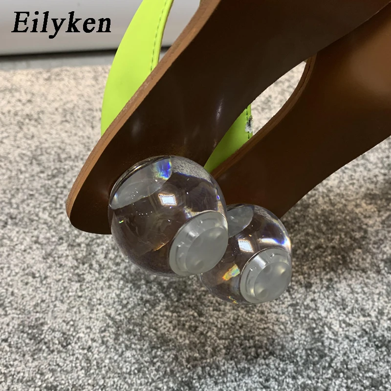 Eilyken/летние шлепанцы Прозрачные на среднем каблуке Модные с круглым носком