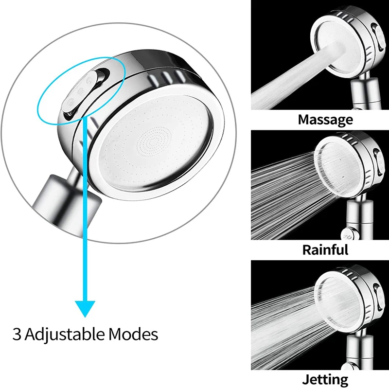 Zhangji Bathroom SPA Shower Head with 3 Modes Adjustable Rotating Filter Stop Button High-Pressure Water-Saving | Обустройство дома
