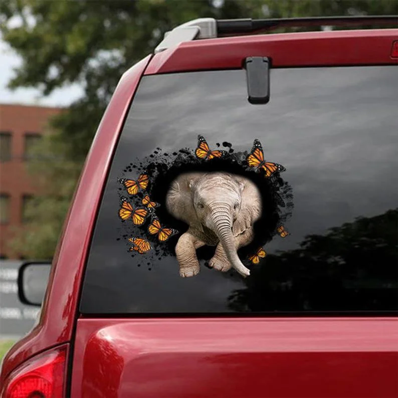 

Детская Наклейка в виде слона 12 дюймов x 12 дюймов, наклейка с трещинами для автомобильного окна, большая наклейка, мини-фото, украшение для ав...