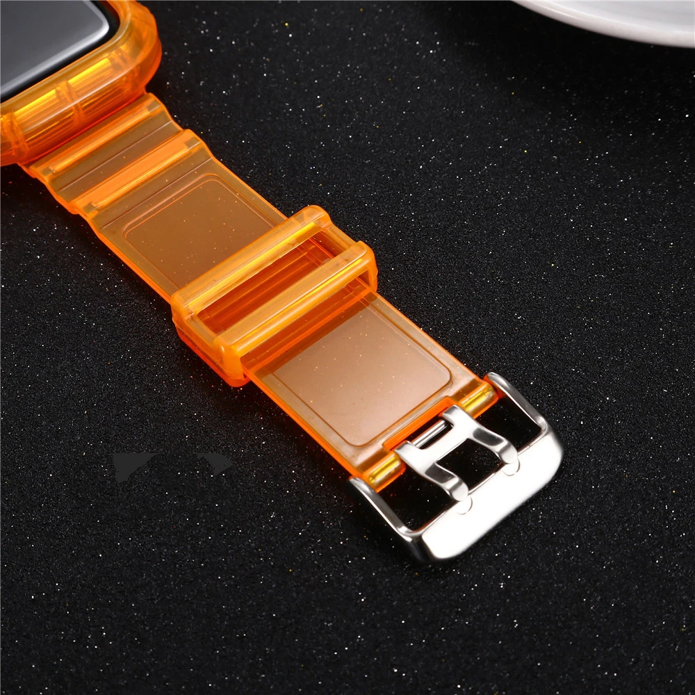

Newest Sport Strap + Case for Apple Watch Series 6 SE 5 4 44mm 42mmTransparent for iwatch Strap 3 2 1 38mm 40mm Plastic Strap