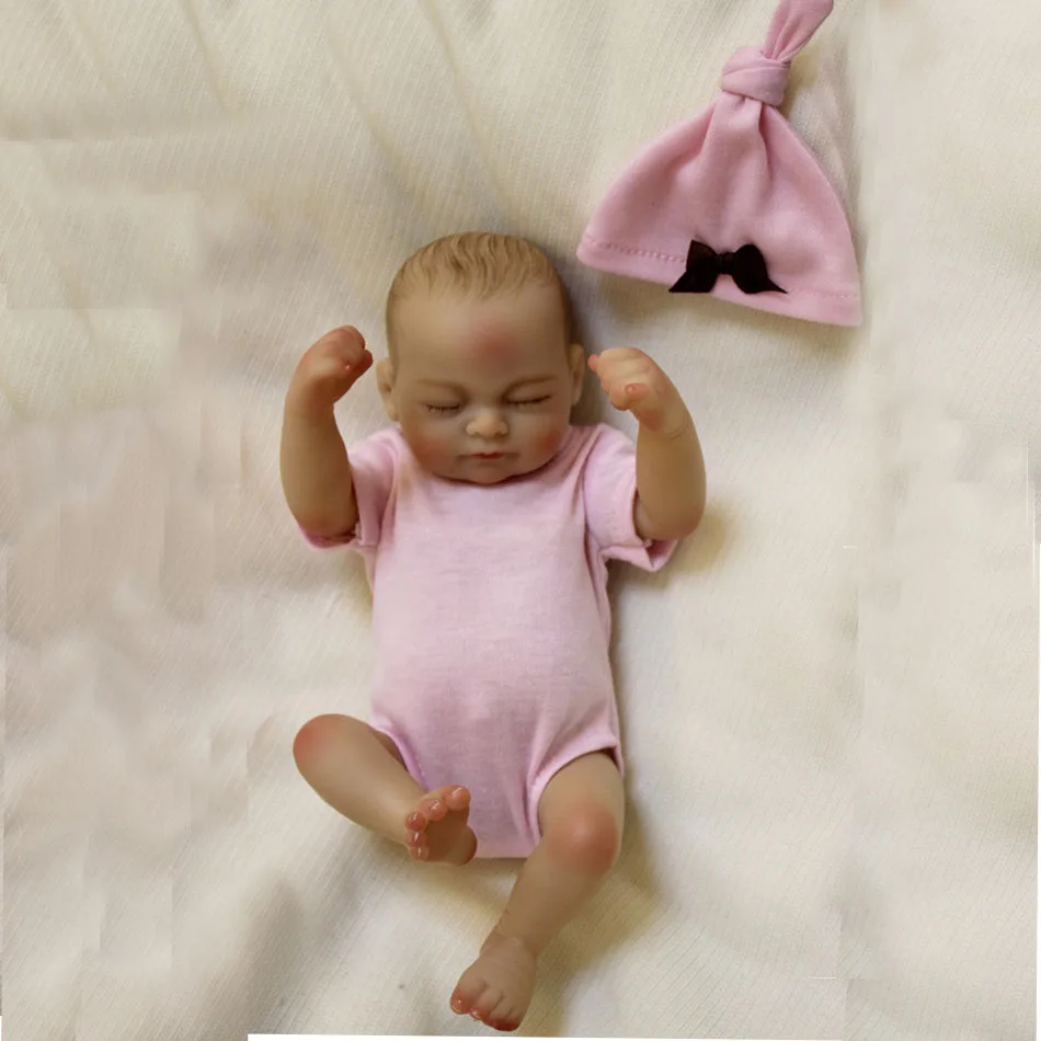 

OtardDolls bebe reborn doll 10" Full slicone adorable reborn baby dolls Handmade Painting Hair Gift Bonecas Bath toy