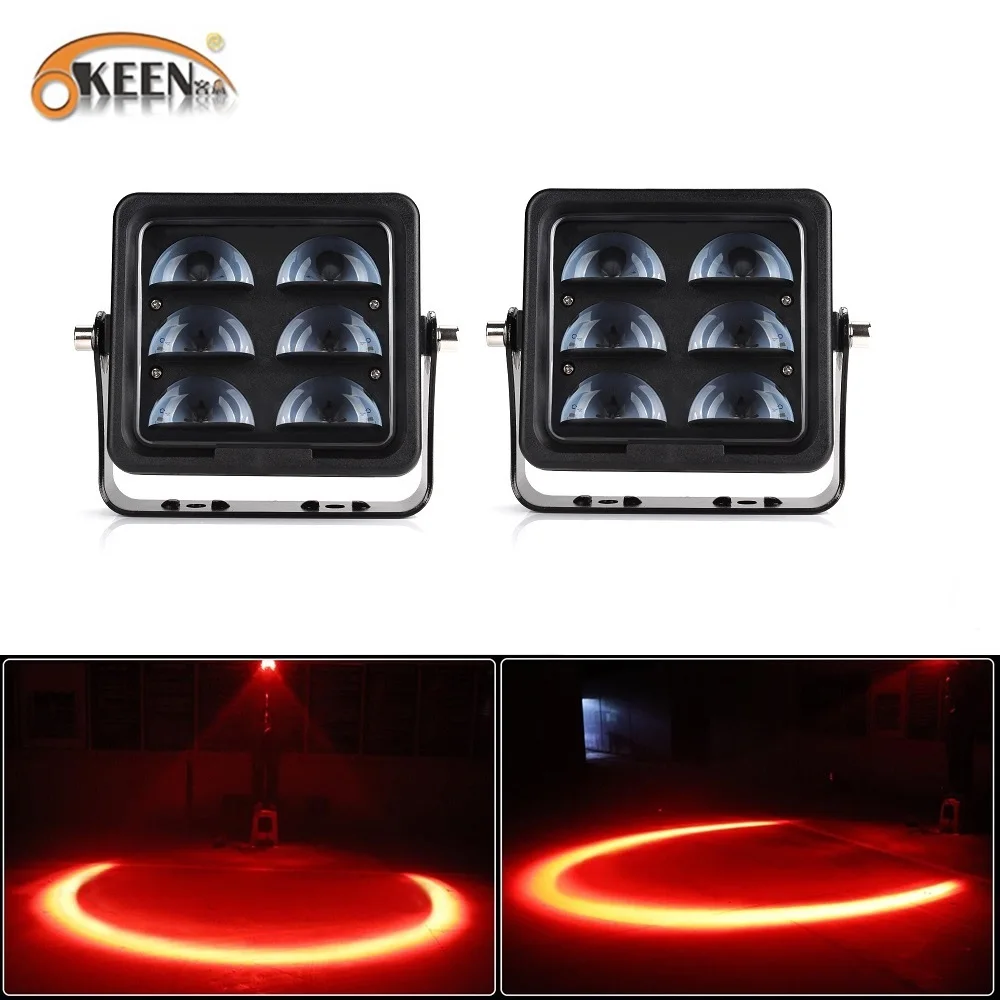 

OKEEN 2pcs Blue Red LED Forklift Warning Flashing Safety Light 60W DC12-110V Spotlight for Truck Security Indicator Strobe Light