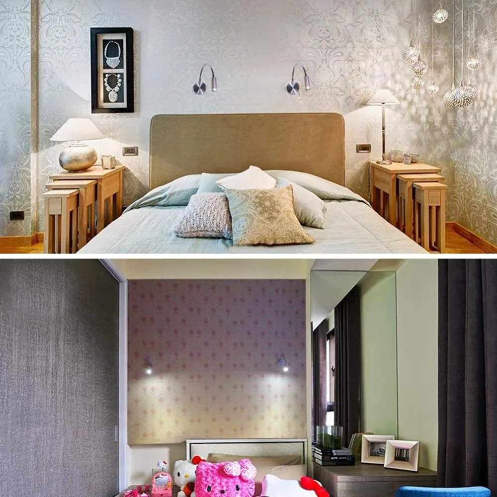 

3w Wall Spotlight Sconce Light For Bedroom Reading Hotel Store Flexible Hose With Switch-warm White
