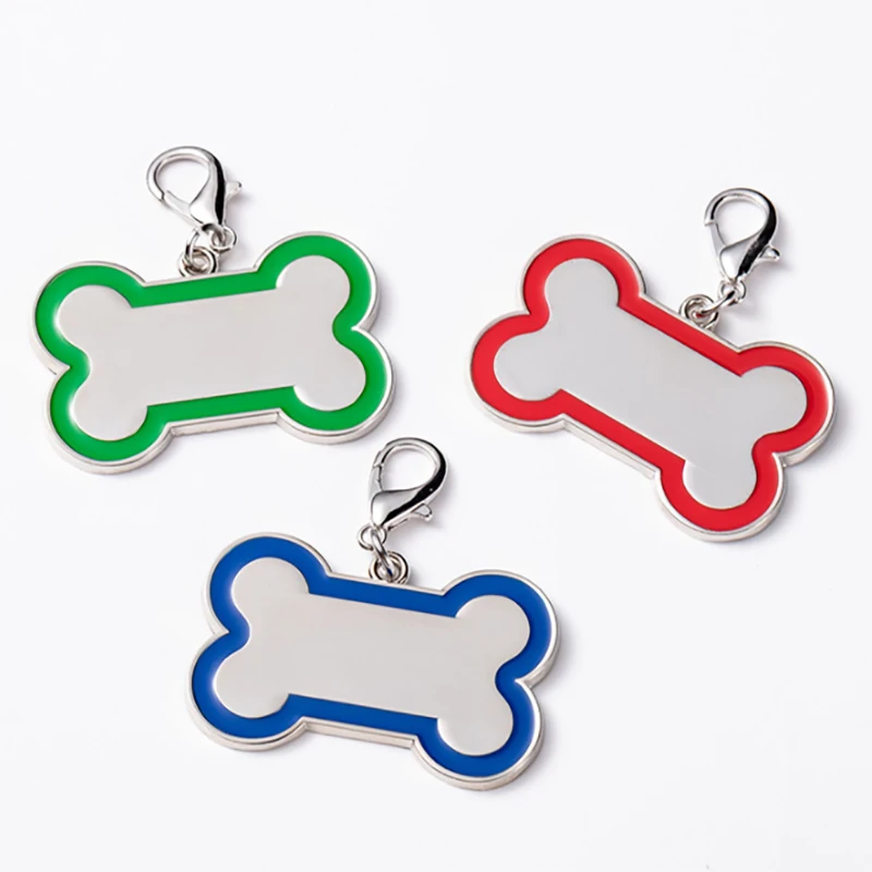 

Zinc alloy pendant bone pet identity tag back can be laser engraved metal dog tag