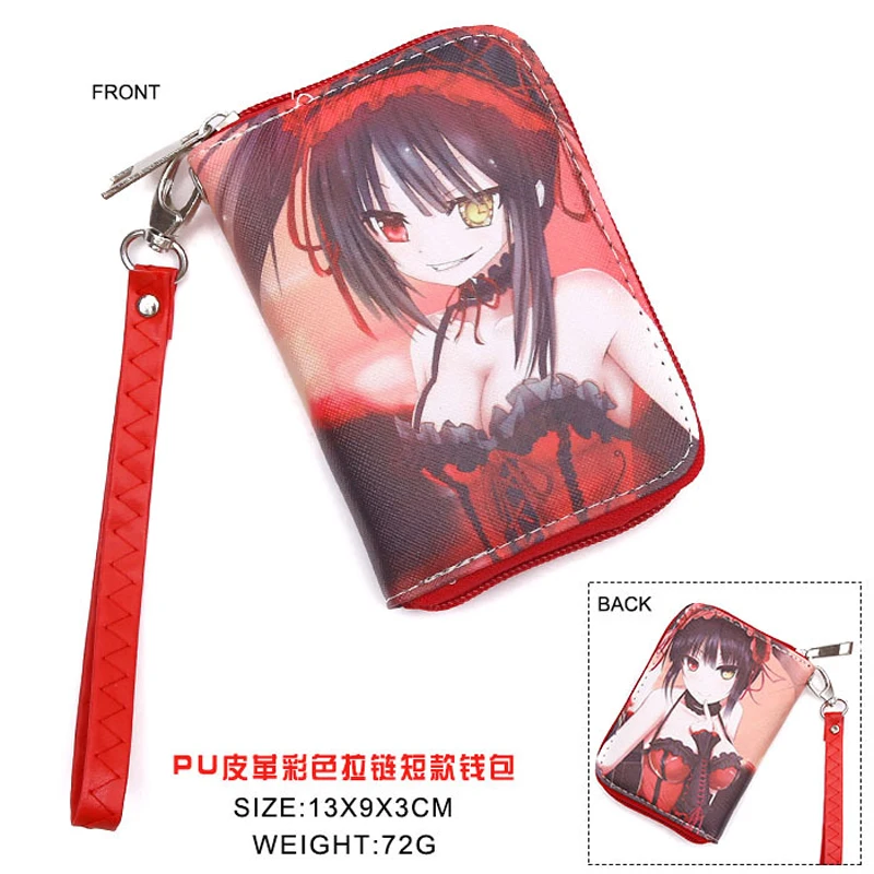 Аниме Дата а LIVE Tokisaki Kurumi цветной PU короткий кошелек для косплея на молнии|a purse|short