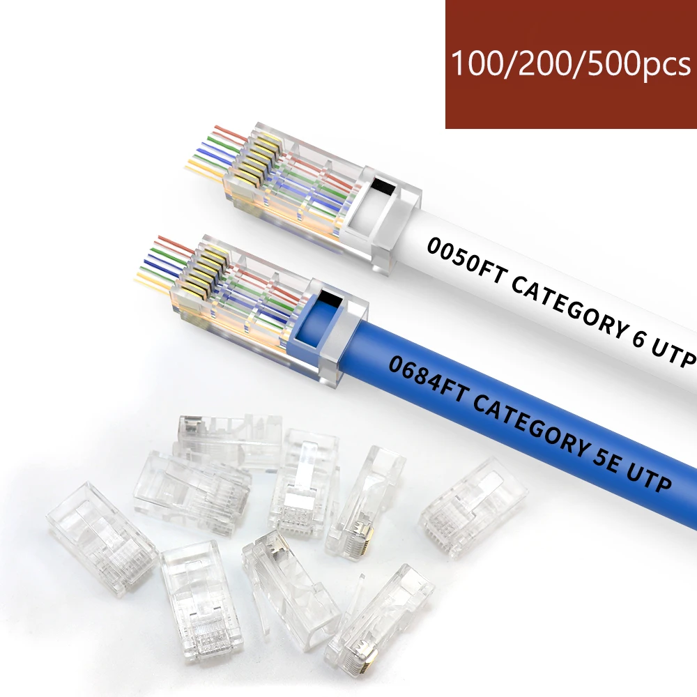 RJ45 разъема 20/50/100 шт 8P8C UTP позолоченный сетевой модульный разъем кабеля Ethernet
