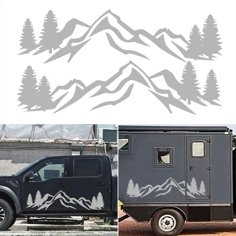 

2Pcs Car Stickers Mountain Totem Self-Adhesive Vinyl Graphics Engine Hood Decals Waterproof Universal Car Accessories