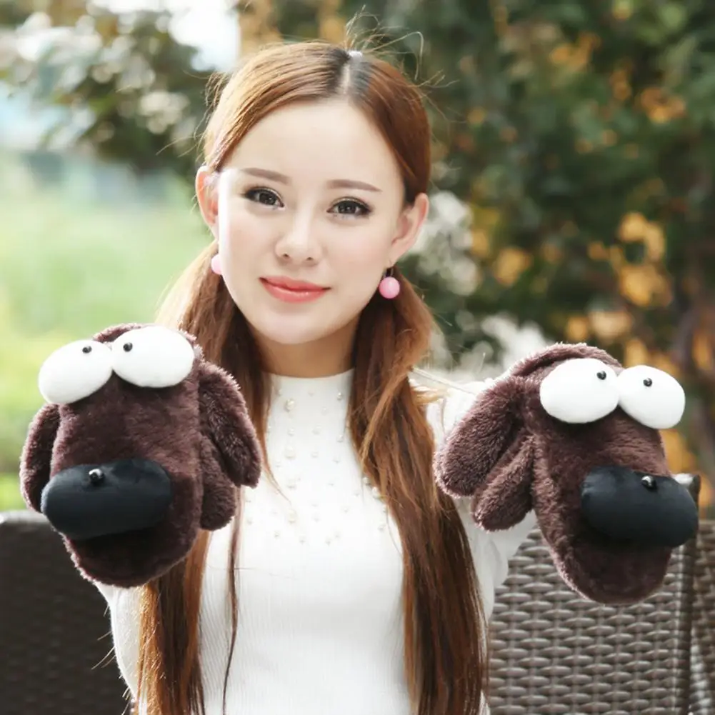 

Gloves 1 Pair Cartoon Pattern Gloves Windproof Winter Knitted Mittens for Women
