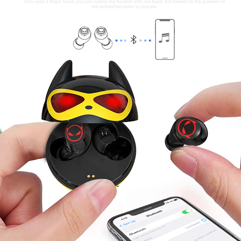 Беспроводные наушники Tws Bluetooth Earphones Wireless Earbuds Mini Demon с микрофоном и геймерским режимом для спорта и свободных рук.