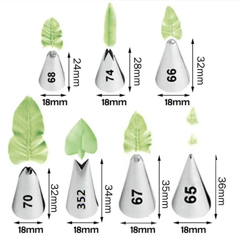 7 Different Styles Leaves Cream Stainless Steel Icing Piping Nozzles Tips Cake Decorating Cupcake Pastry Tools | Дом и сад