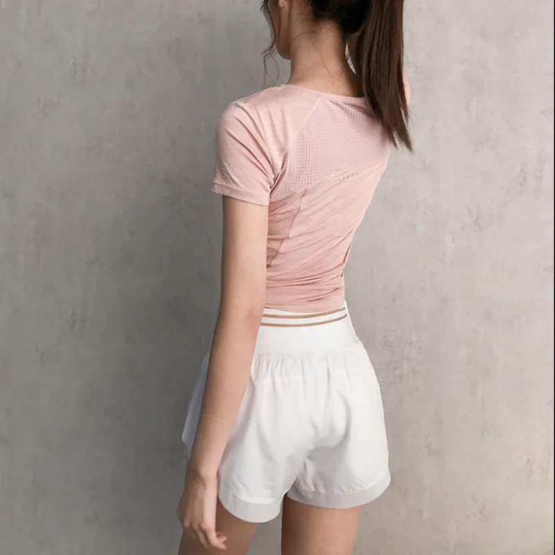 

women sports hign wide waist summer and spring yoga fitness two in one-piece running skirt shorts