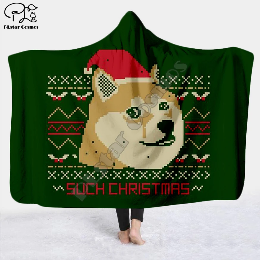 Рождественское и быстрое одеяло с капюшоном 3D полным принтом для взрослых мужчин