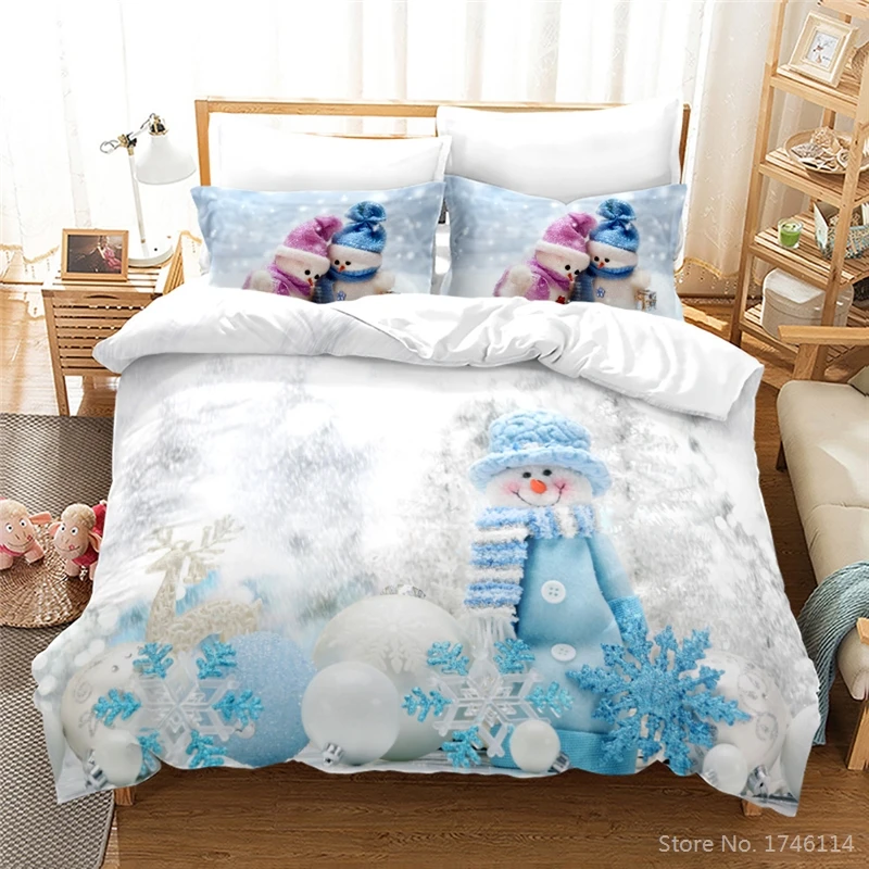 

Twin Full Queen King Size Bedding Set 3D Cartoon Printed Merry Christmas Duvet Cover Pillowcase Set Bedclothes for Home Decor