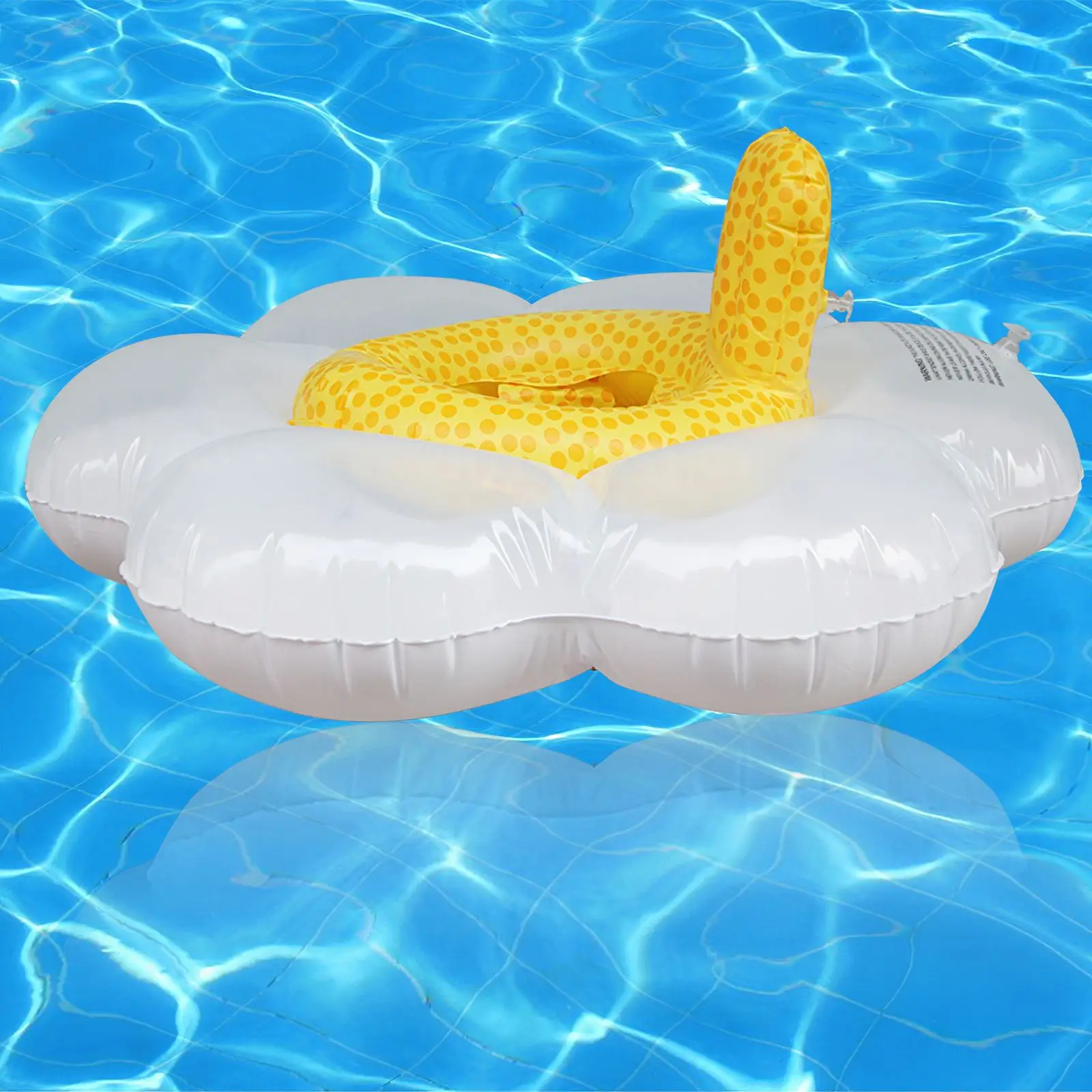 

White Yellow Flower Swim Ring Shiny Inflatable Floating PVC Swim Circle Pool Ring Tube Adorable Design For Aged 1-4 Years Kids