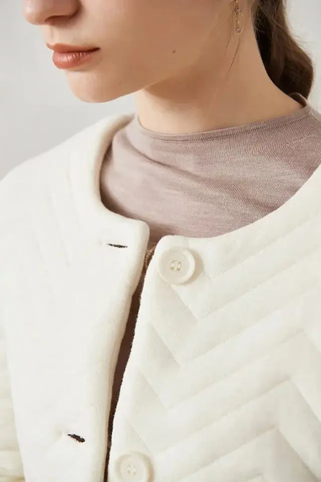 Женское пальто белая хлопковая куртка в форме бриллианта на осень и зиму