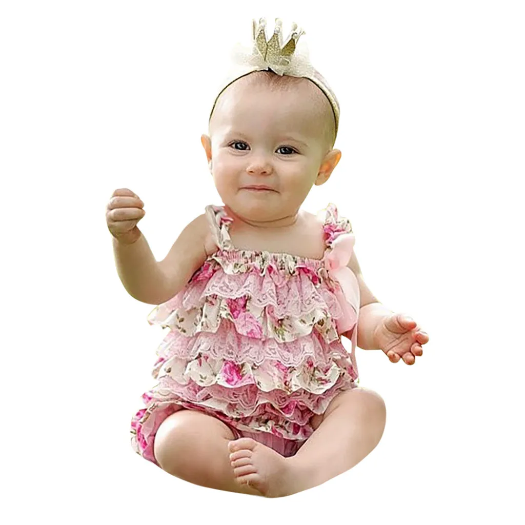 

Newborn Infant Baby Girls Romper Ruffle Lace Cake Floral Jumpsuit Outfits Baby Girl Romper Summer Easter Outfit Baby Girl Cloth