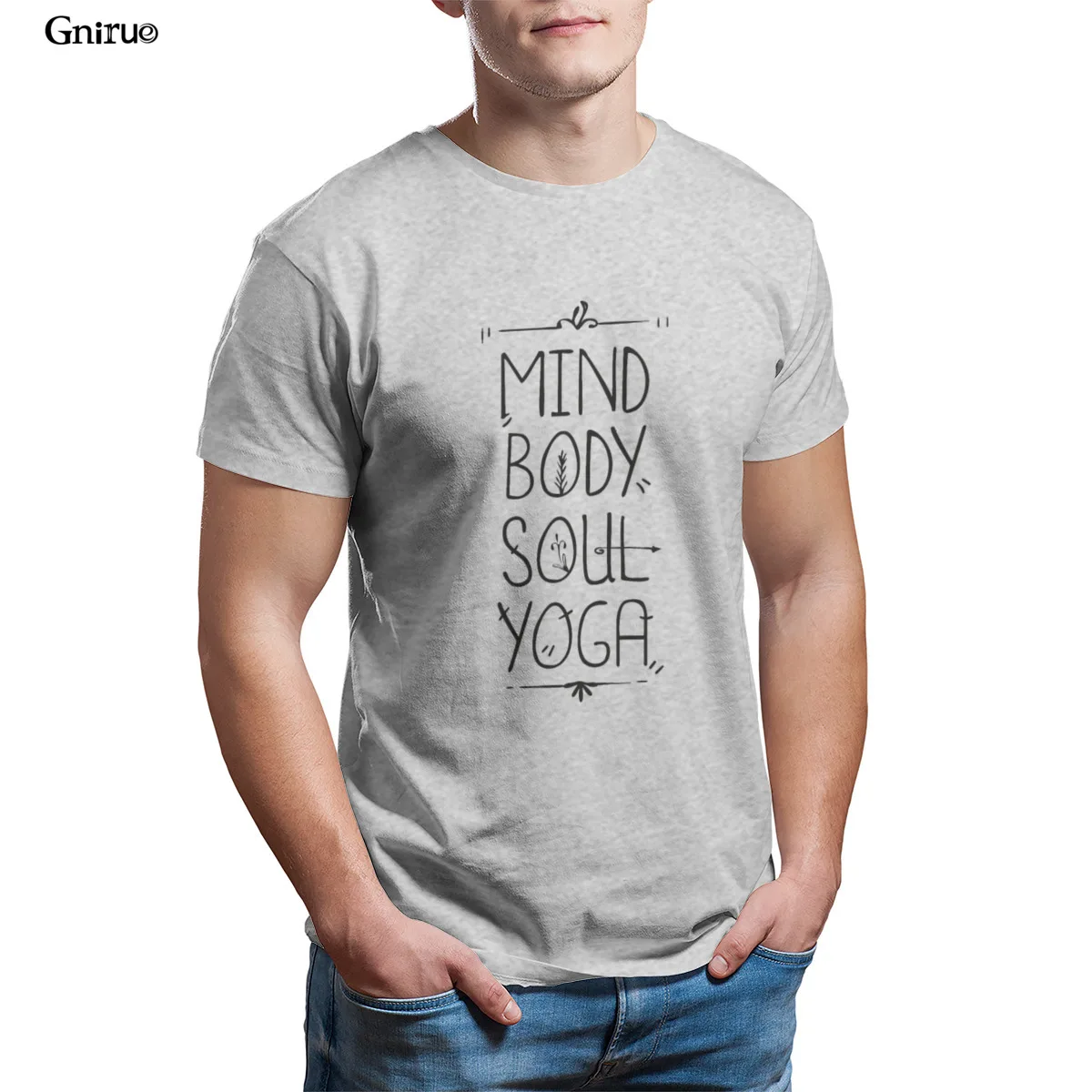 

Wholesale Mind Body Soul Yoga Mens Premium T-Shirt Kawaii Unisex 90s KoreanStyle Men Clothing 94489