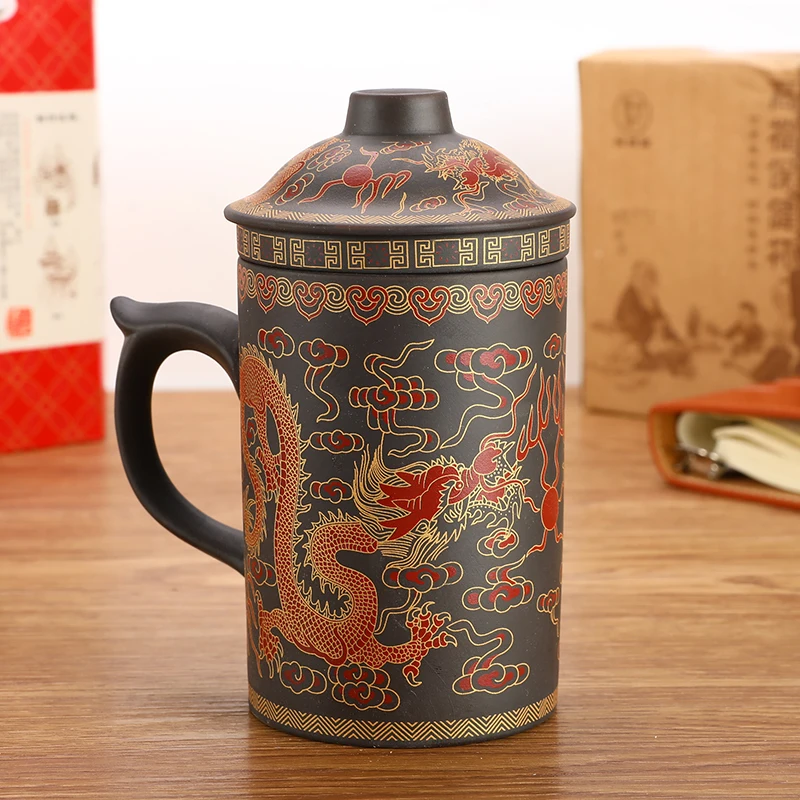 Чашка для воды с рисунком дракона аксессуары чая фиолетовый песок посуда Кунг Фу