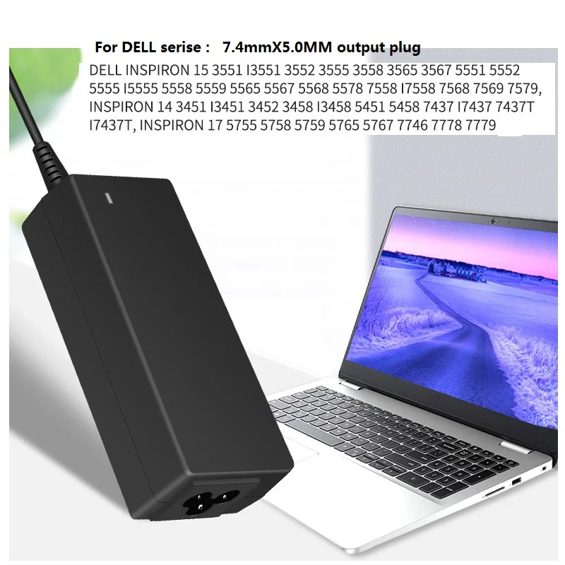 

AC/DC Power Adapter 19.5V 4.5mmX3mm Round Plug with Power Cable for Dell Laptop Serise Notebook 45W 65W 90W 130W 150W