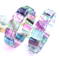 natural colorful fluorite quartz gemstone bracelet 14x10mm clear barrel beads rare women men fluorite jewelry aaaaa