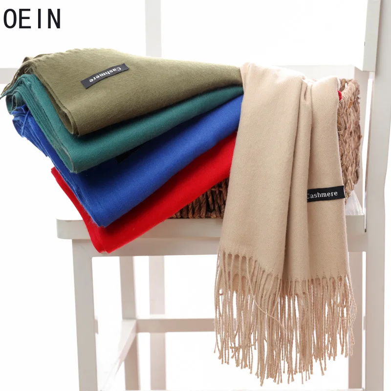 

Новинка Осень/Зима 2021, плотный теплый шарф, Женская шаль двойного назначения, длинный шарф из искусственного кашемира, Женский Однотонный ж...