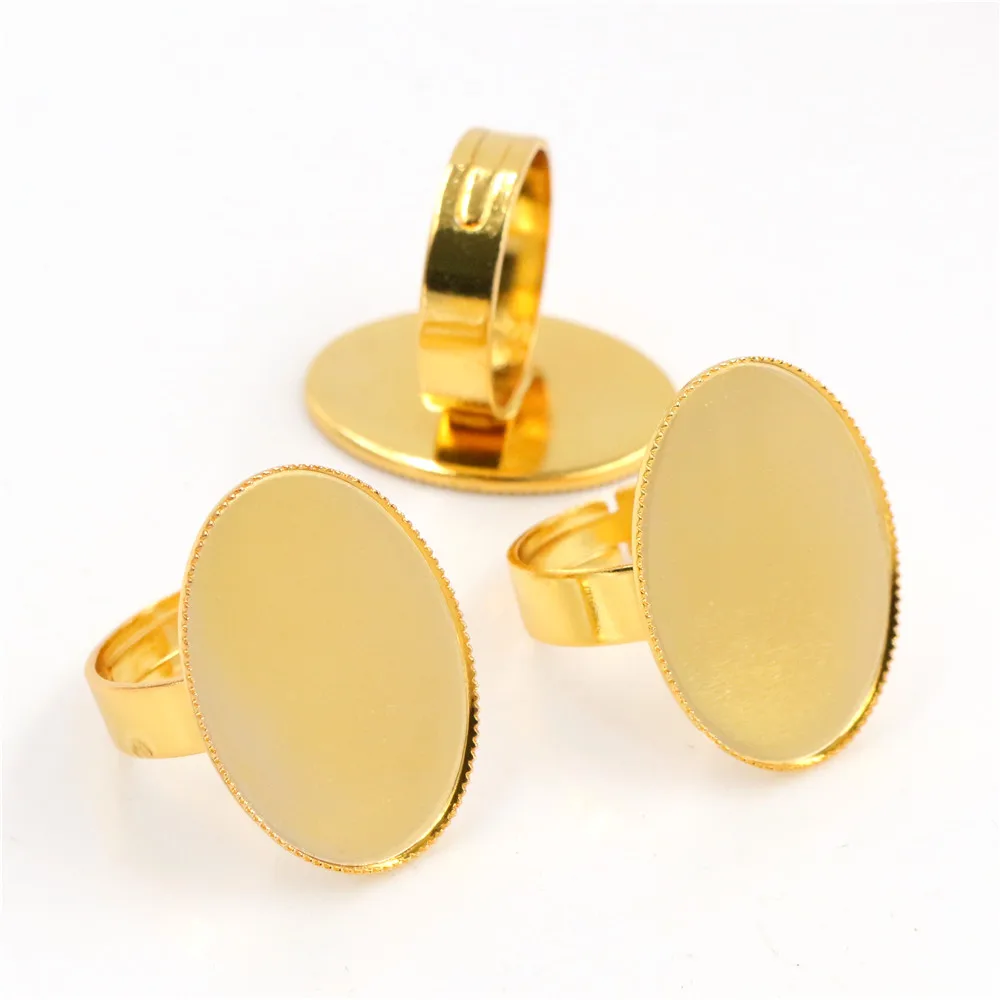 18x25mm 10pcs/Lot 7 Colors Plated Brass Oval Adjustable Ring Settings Blank/Base Fit Glass Cabochons | Украшения и аксессуары