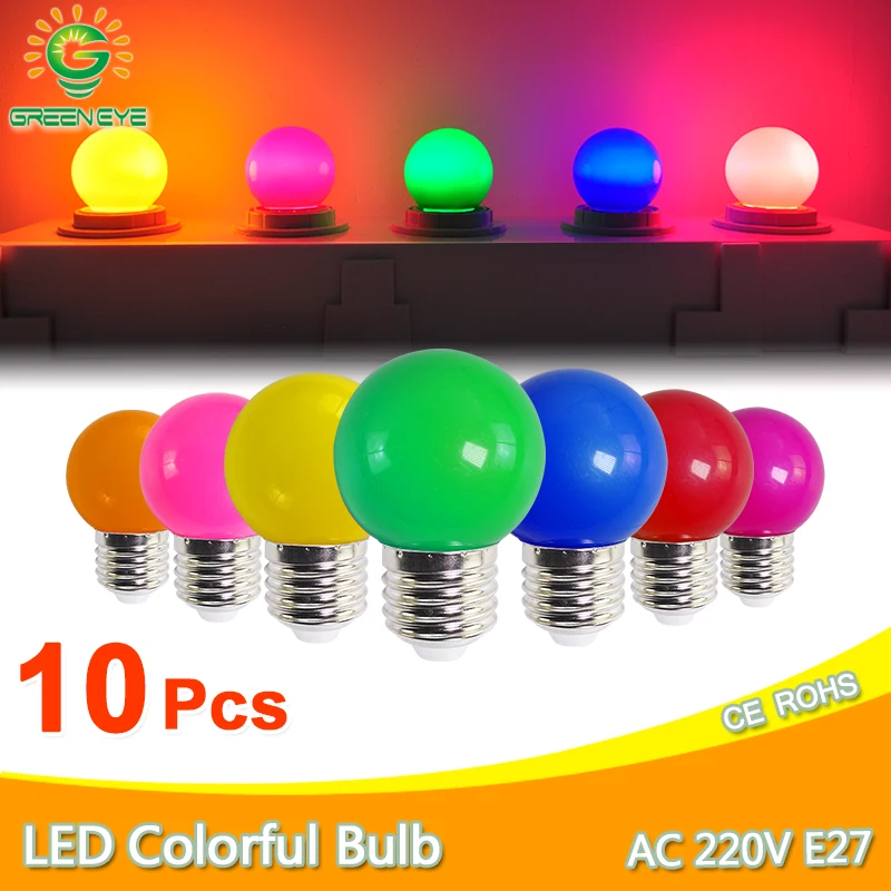 10Pcs Led Bulb Lamp Bomlillas E27 Colorful Led Light Lampada Ampoule 3W AC 220V  SMD 2835 Flashlight G45 Globe Bulbs Home Decor