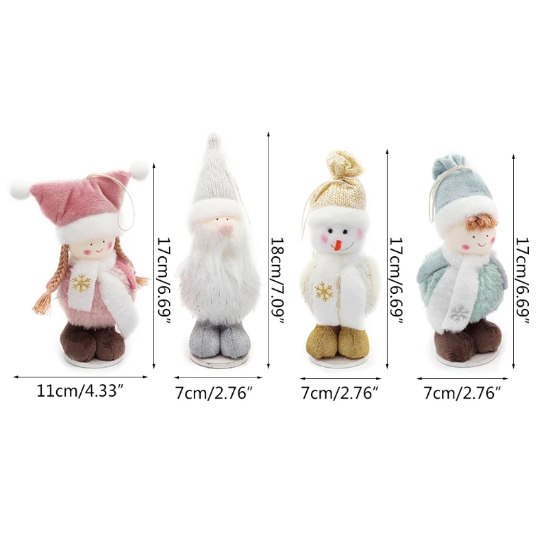 

M17D Lovely Plush Snowman Santa Doll Christmas Pendant Kids Xmas Gift Toy Christmas Tree Ornaments Window Display Decor