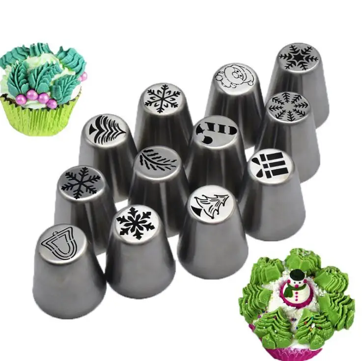 12pcs a set Русский трубопровод советы Обледенение Трубопроводы Советы Набор различные дизайн украшения торта принадлежности сопла муфта трубопровод мешок Кондитерские инструменты - Цвет: 12pcs a set