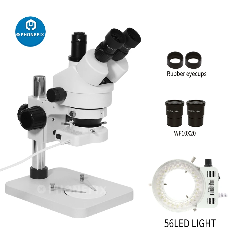 

Тринокулярный стереомикроскоп 7x-45x, составной электронный микроскоп с угловой головкой и верхним освещением для ремонта смартфонов