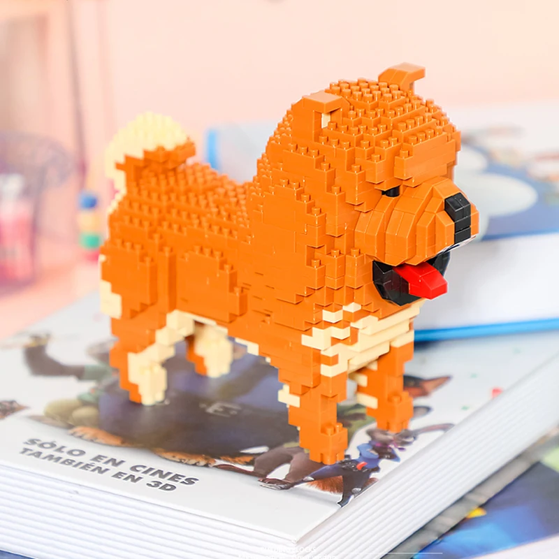 

PZX Animal Pet Dog Cartoon Chow Chow Chowdren 3D Model Building Blocks Kit DIY Mini Magic Diamond Bricks Toys for Kids Children