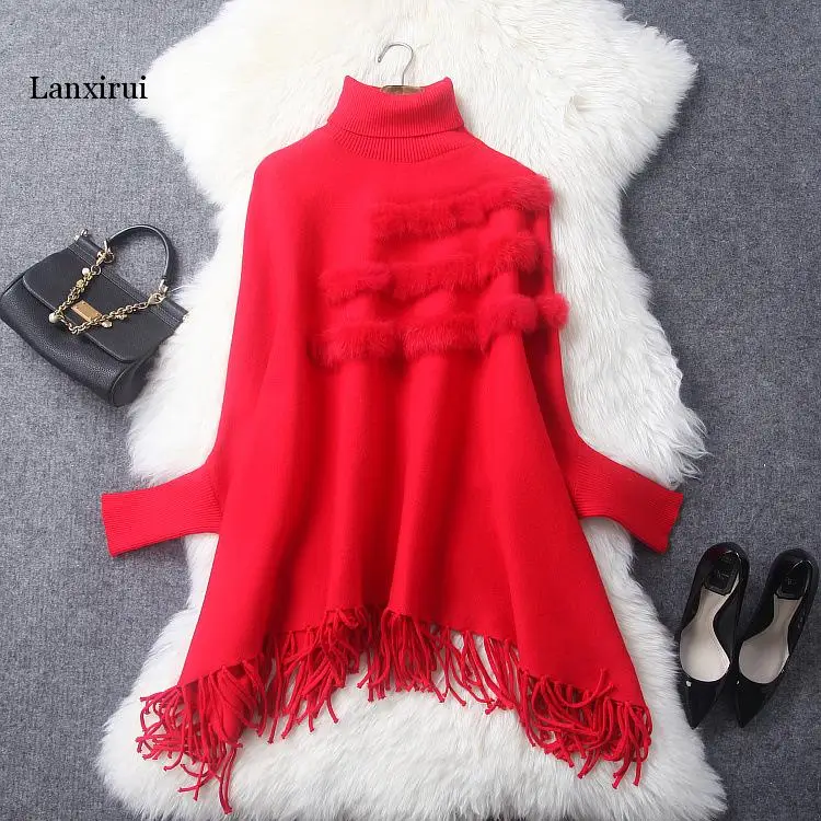 Свободный вязаный жакет из пашмины с кисточками рукавами накидка бахромой