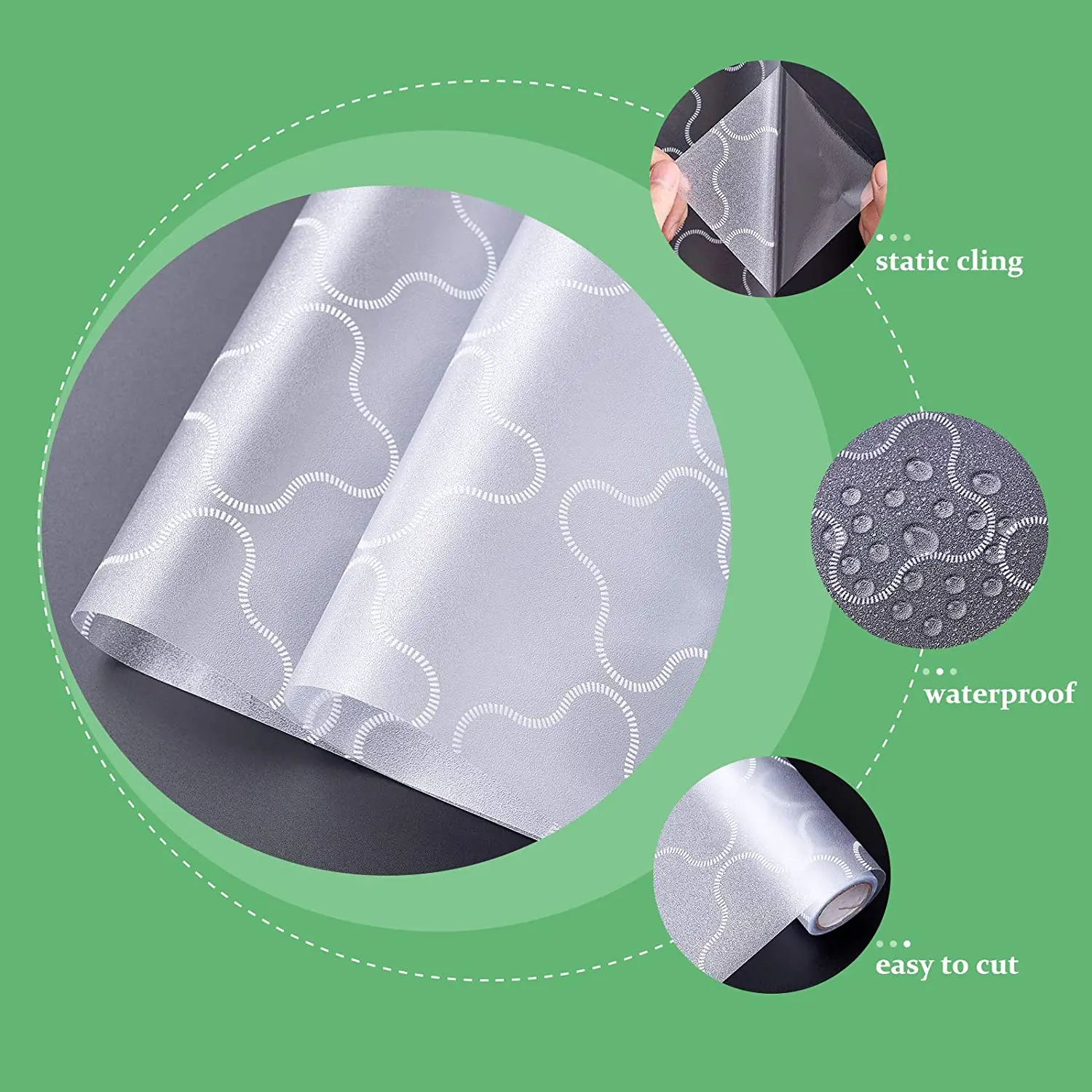 

LUCKYYJ Frosted Privacy Window Film Anti-UV Removable Glass Covering Opaque Window Sticker Self Static Cling Vinyl Glass Film