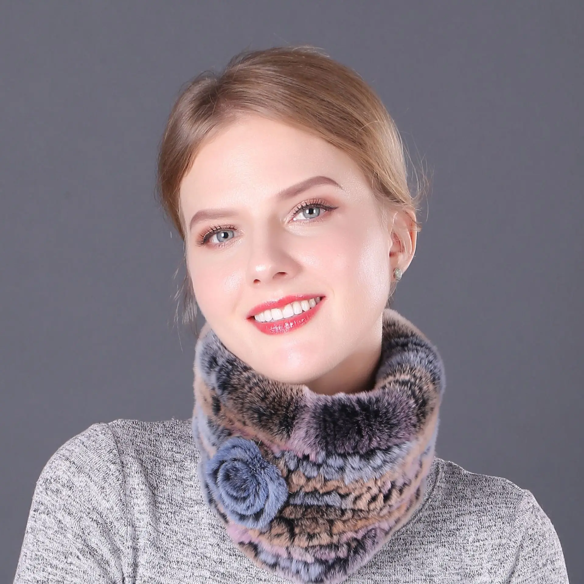 Лидер продаж новинка натуральный мех кролика трикотажные шарфы кольцо зимний