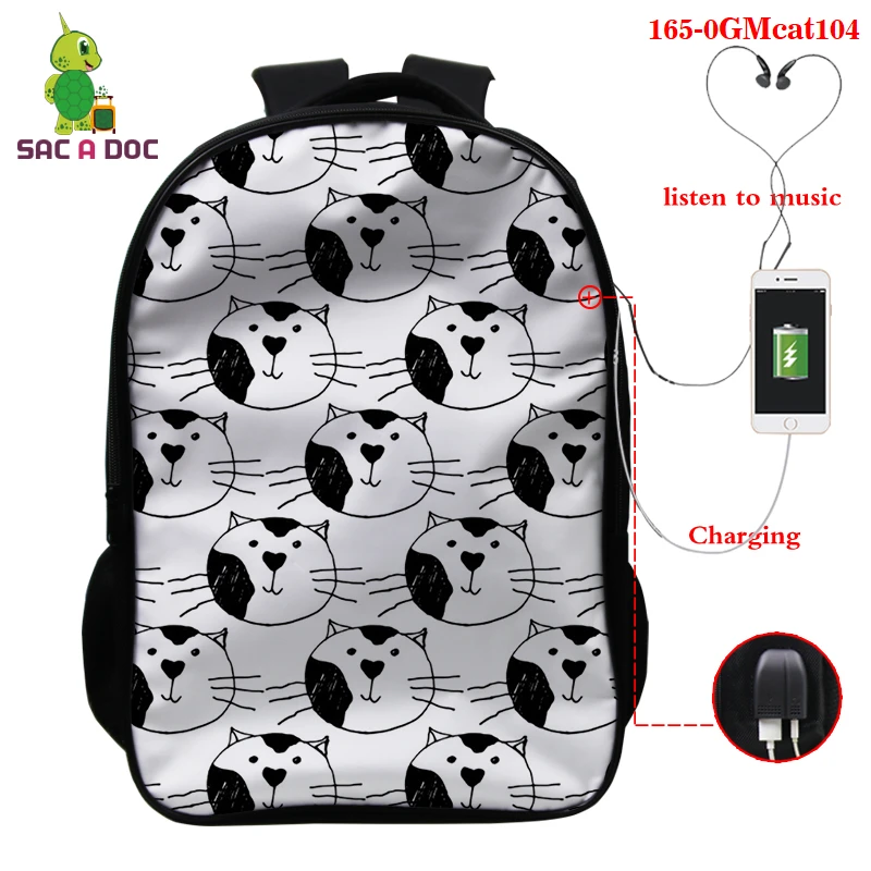

3D Cat Animal Print Women Backpack Cartoon Mochila for Girls Boys Travel Rucksack Cute Cat Print Shoulder Bags for Teenage Bags