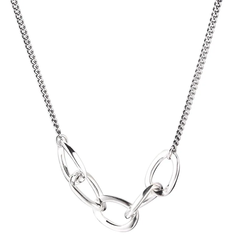 

BONLAVIE Irregular Chain Necklace S925 Sterling Silver Chain Simple Retro Exaggerated Hong Kong Style Silver Chain