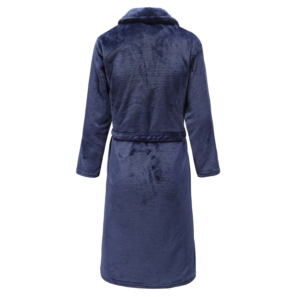 

Gray Men Warm Thick Robe Winter Kimono Gown Lovers Male Flannel Coral Sleepwear Nightgown Home Clothing Belt Bathrobe Gown